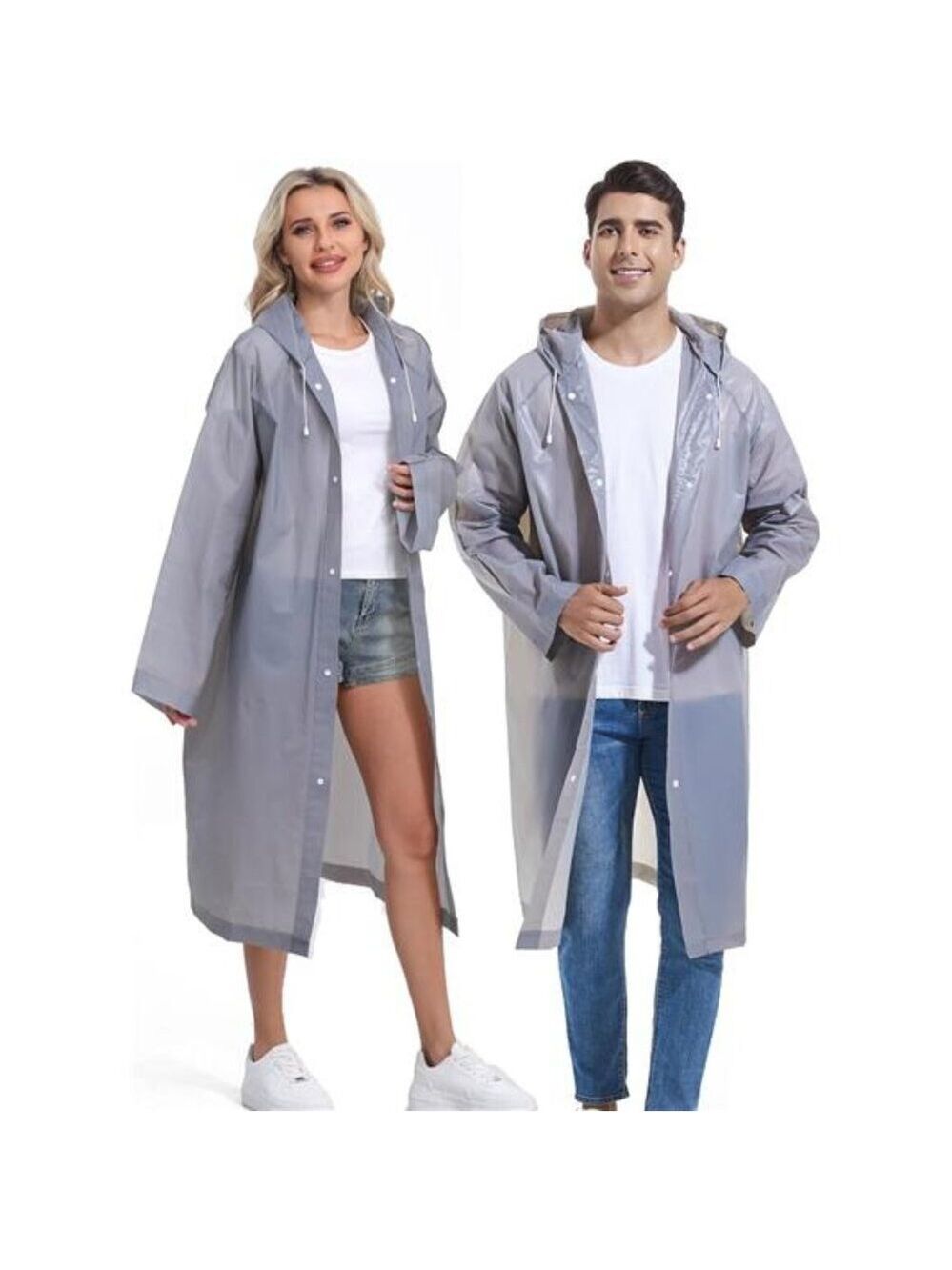 Reusable rain poncho adults raincoat men women lightweight hooded 2 pack travel